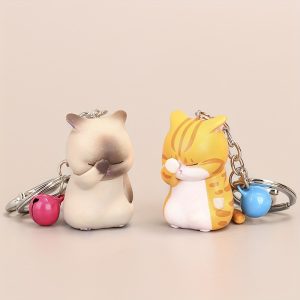 1pc, Cute Cartoon Cat Keychain, Chubby Kitten Keyring, Bag Purse Ornament Pendant