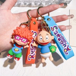 Kawaii Anime Character Keychain Set, 14+ Age Group, Durable Silicone, Cartoon Doll Keyring, Collector's Charm for Backpack & Keys - 1pc