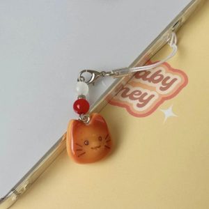 1pc Cartoon Bead Charm Pendant Chain Phone Strap Pocket Keychain Strap Hangings Decoration for Key Bag Purse