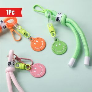 1pc, Smiling Face Handmade Woven Colorful Keychain Hanging Rope, Backpack Hanging Accessories, Mobile Phone Clothing Hanging Accessories, Backpack Hanging Rope