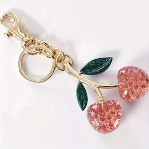 Charming Cherry Blossom Keychain - Resin & Zinc Alloy, DIY Jewelry Accessory