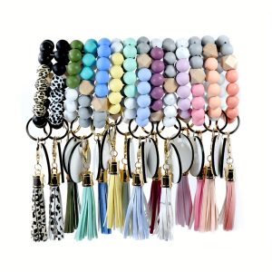 30 Pack Silicone MDF Wristlet Key Chain