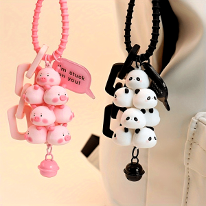 1pc Cute Pet Stacking Toy Panda, And Chicken Cartoon Figure Creative Keychain Backpack Pendant Creative Small Gift