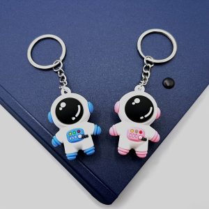 2 PCS Cartoon Astronaut Keychains: Cute Space Explorer Decorative Accessories, Perfect for Girls' Mobile Phone Bags or as a Couple's Gift!