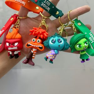 Set of 4 Inside Out Animated Character Keychains, PVC Material with Split Ring, Multifunctional Accessories for Birthday and Party Gifts