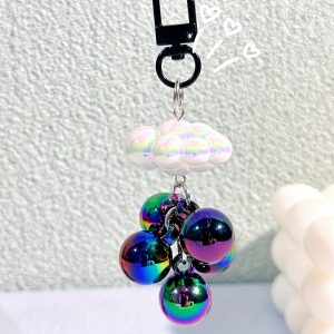 Colorful Acrylic Cloud Pendants Keychain Charms Pack, Cute Handbag & Phone Case Accessories, Student Gift Keyring Decorations, Reflective Iridescent Bead Chains - Multi-Pack Assortment