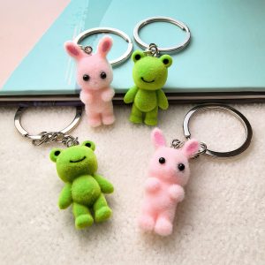 Charming 2pcs Plush Frog & Rabbit Keychains - Perfect for Car Keys, Bags & Gifts | Ideal for Birthdays, Anniversaries & More