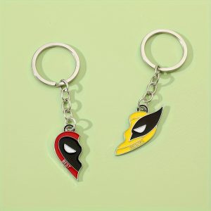 Deadpool & Wolverine Enamel Keychain Pair - Zinc Alloy, Simple Style Movie-Inspired Badge Jewelry Gift